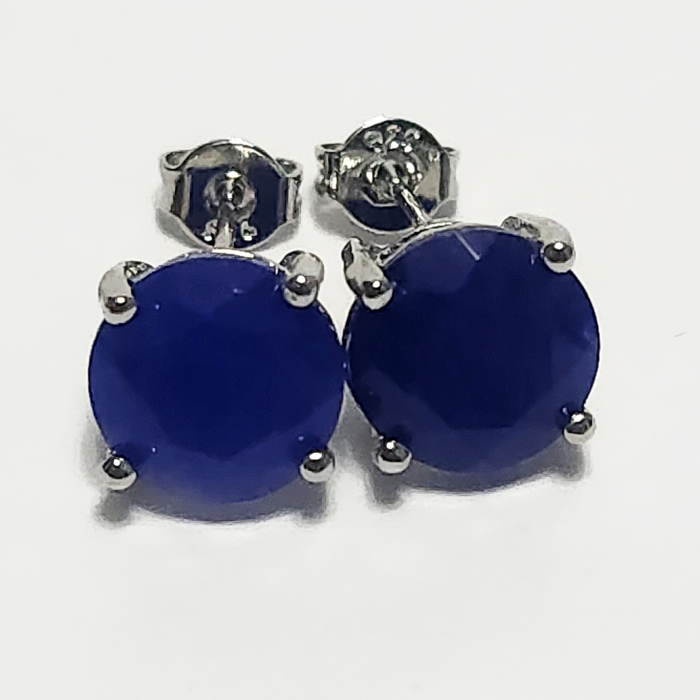 4.00ct Sapphire Solitaire Silver Stud Earrings NEW